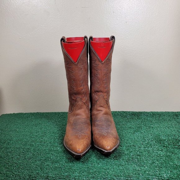 Justin Boots Cowgirl Boots Brown Leather Pull On Women Size 6.5B 4935 - Picture 2 of 11